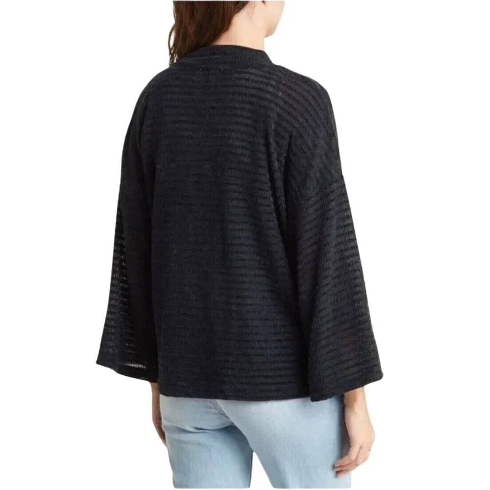 NWT Three Dots Sandra Wide Sleeve Open Front Cardigan in Dark Sapphire Sz. L